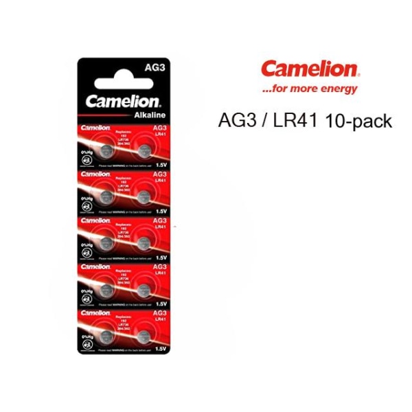 10st Knappcellsbatterier (AG3, SR41W, 384, 392, LR41, SR41SW, SR41, V392, GP392, 247)