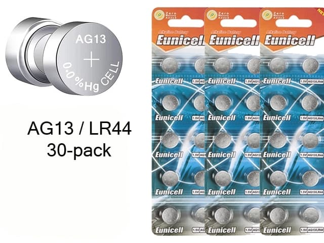 30-pack AG13 LR44 303 357 A76 LR1154 SR44 GP76A Batteri .